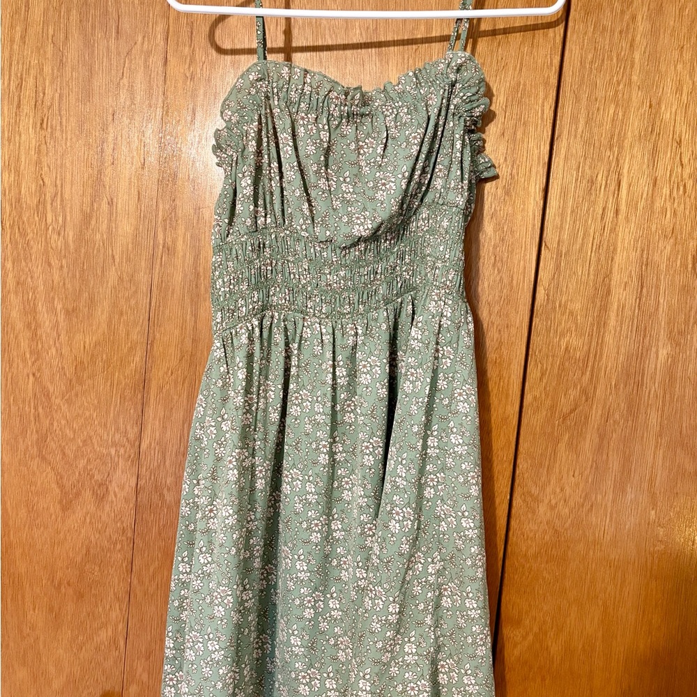 Lush Boutique Floral Green Mini Dress